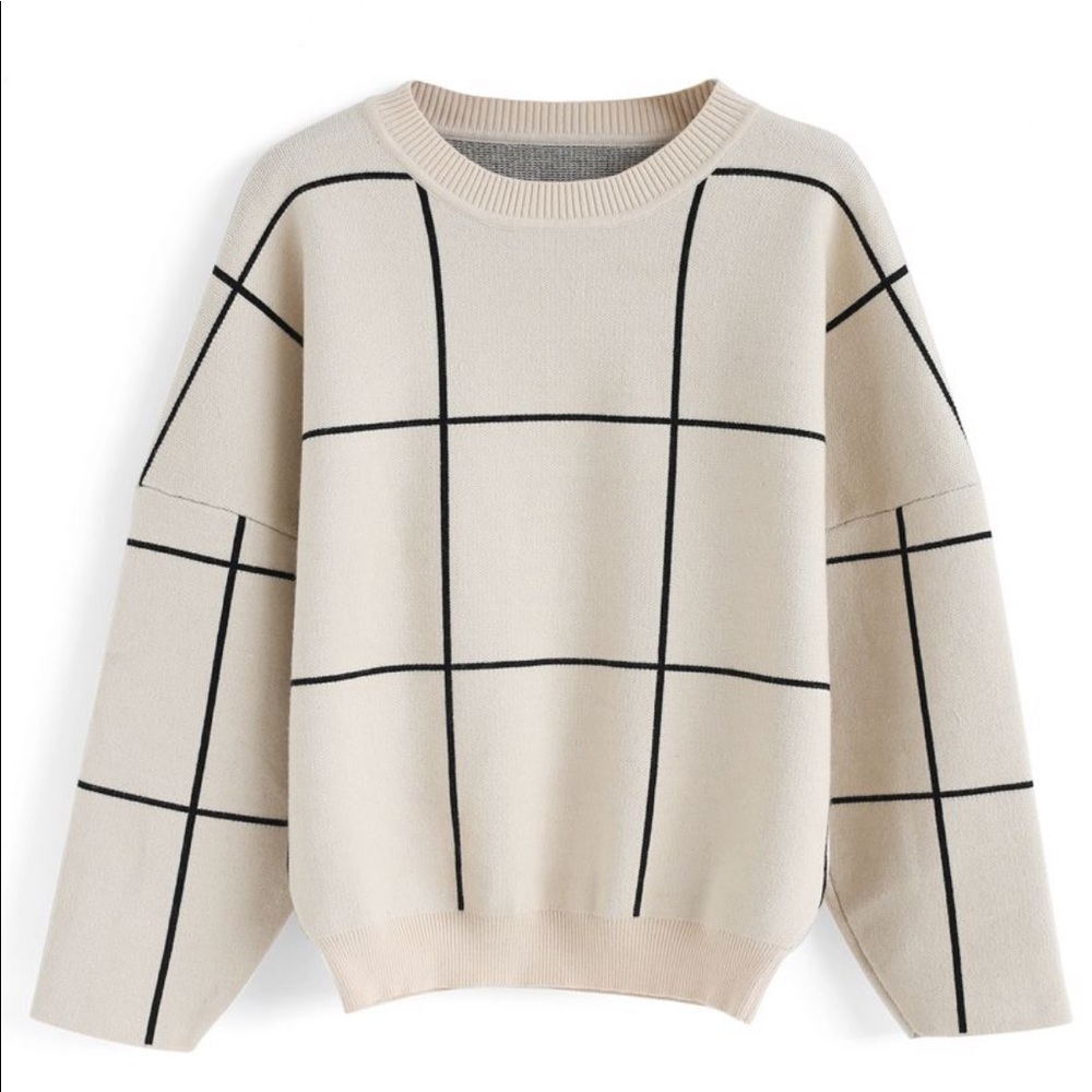Chicwish || Grid Round Neck Sweater
